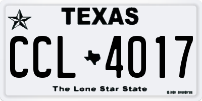 TX license plate CCL4017