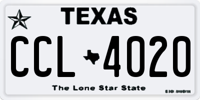 TX license plate CCL4020