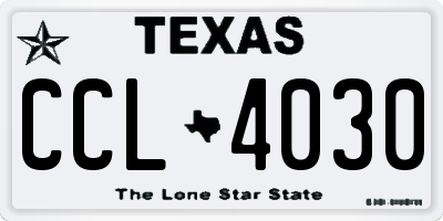 TX license plate CCL4030