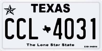TX license plate CCL4031