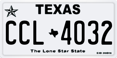 TX license plate CCL4032