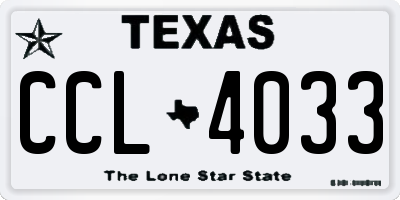 TX license plate CCL4033