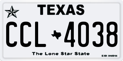 TX license plate CCL4038