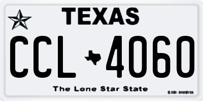 TX license plate CCL4060