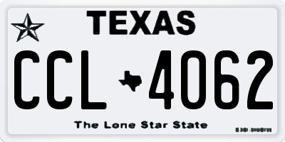 TX license plate CCL4062