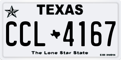 TX license plate CCL4167