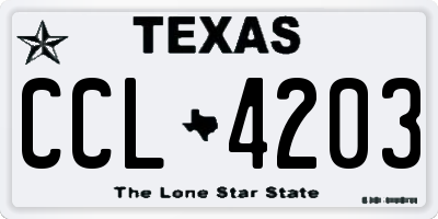 TX license plate CCL4203