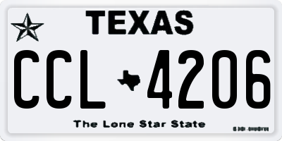TX license plate CCL4206