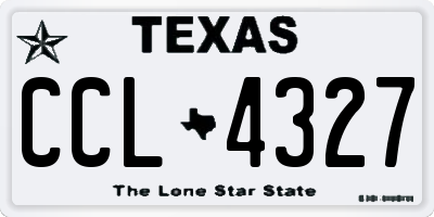 TX license plate CCL4327