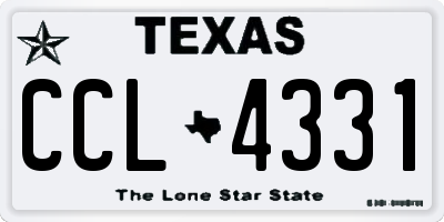 TX license plate CCL4331