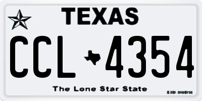 TX license plate CCL4354