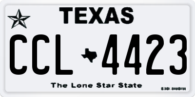 TX license plate CCL4423