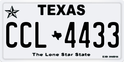 TX license plate CCL4433