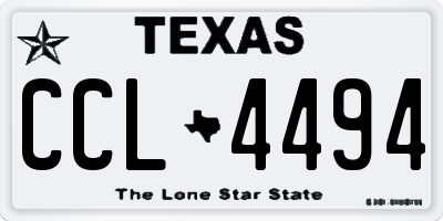 TX license plate CCL4494