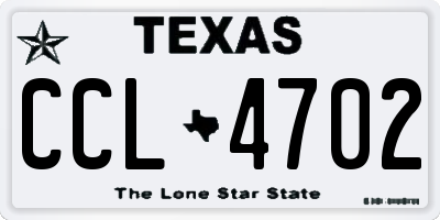 TX license plate CCL4702
