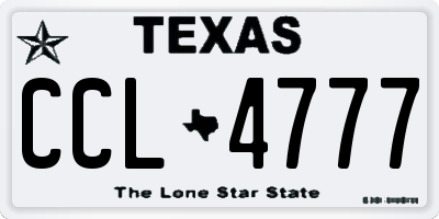 TX license plate CCL4777
