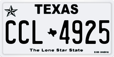 TX license plate CCL4925