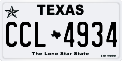 TX license plate CCL4934
