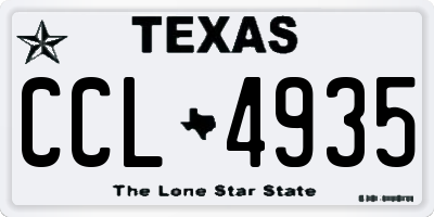 TX license plate CCL4935