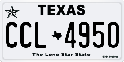 TX license plate CCL4950