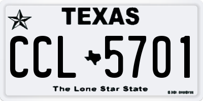 TX license plate CCL5701