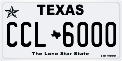 TX license plate CCL6000