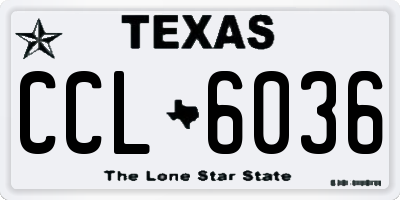 TX license plate CCL6036