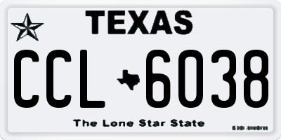 TX license plate CCL6038