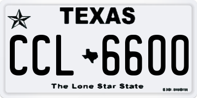TX license plate CCL6600