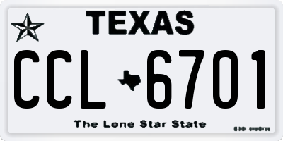 TX license plate CCL6701