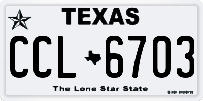 TX license plate CCL6703