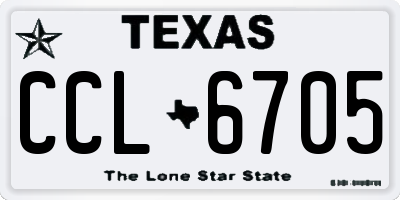TX license plate CCL6705