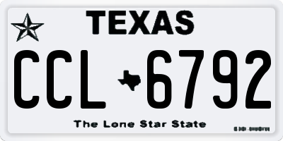 TX license plate CCL6792