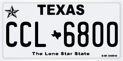 TX license plate CCL6800