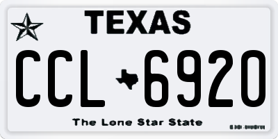 TX license plate CCL6920