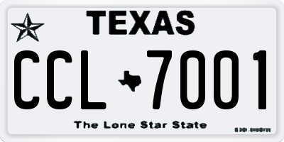 TX license plate CCL7001