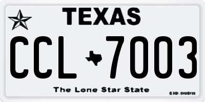 TX license plate CCL7003
