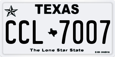 TX license plate CCL7007