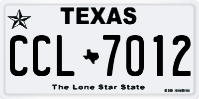 TX license plate CCL7012