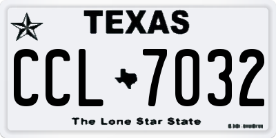 TX license plate CCL7032