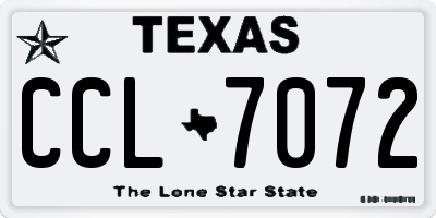 TX license plate CCL7072