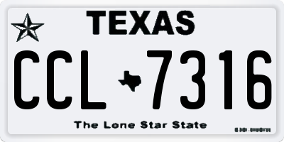 TX license plate CCL7316