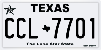 TX license plate CCL7701