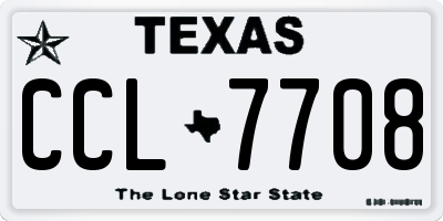 TX license plate CCL7708