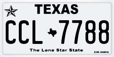 TX license plate CCL7788
