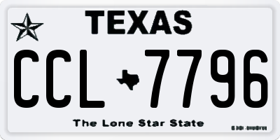 TX license plate CCL7796