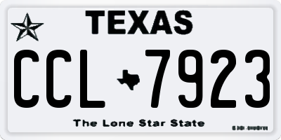 TX license plate CCL7923