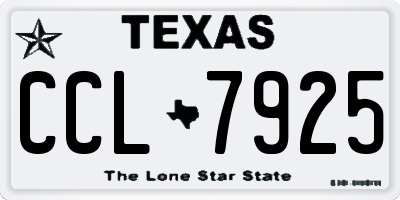 TX license plate CCL7925