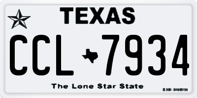 TX license plate CCL7934