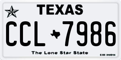 TX license plate CCL7986